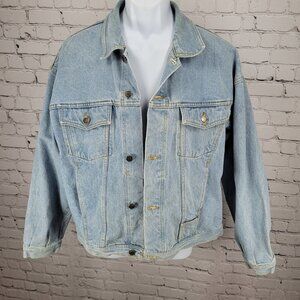 The Raiders Motorcycles Blue Denim Heavy Cotton Light Wash Jean Jacket Size 52